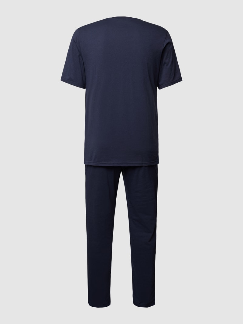 Pyjama mit Label-Detail Modell 'BASIC' in blau