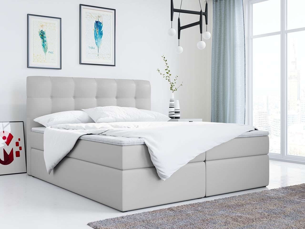MKS MÖBEL Boxspringbett TOP 1, mit Bettkasten, Doppelbett mit Multipocket-Matratze und Topper