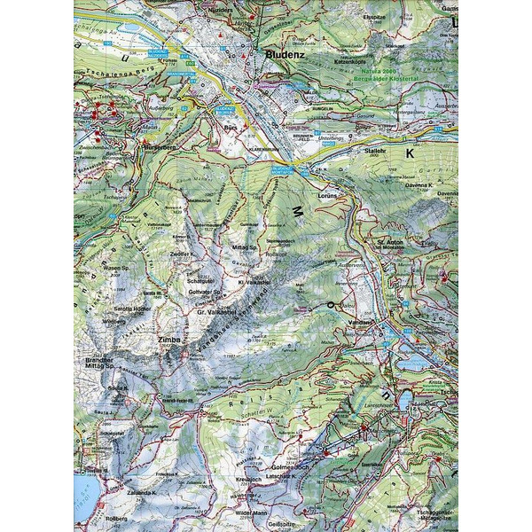 Montafon, Silvretta Hochalpenstrasse, Schrun-Tschagguns, Piz Buin, Klostertal 1 : 50 000 - Wanderkarte