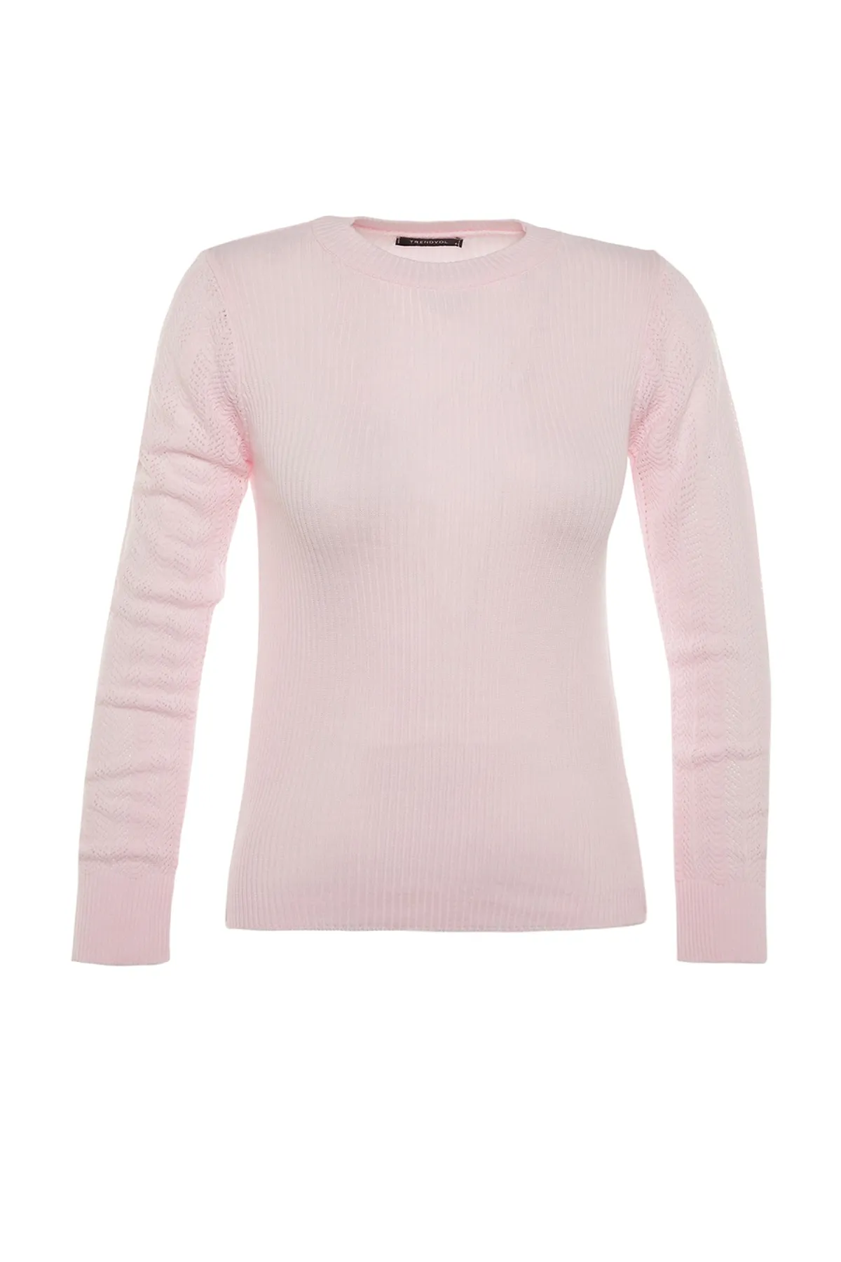 Trendyol Collection  Puderfarbener durchbrochener Strickpullover TWOAW23KZ00422