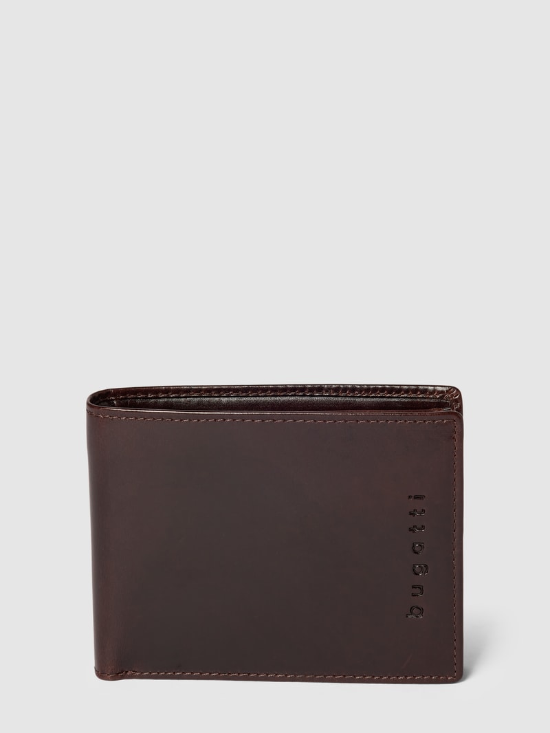 Portemonnaie mit Label-Details Modell 'Romano' in mittelbraun