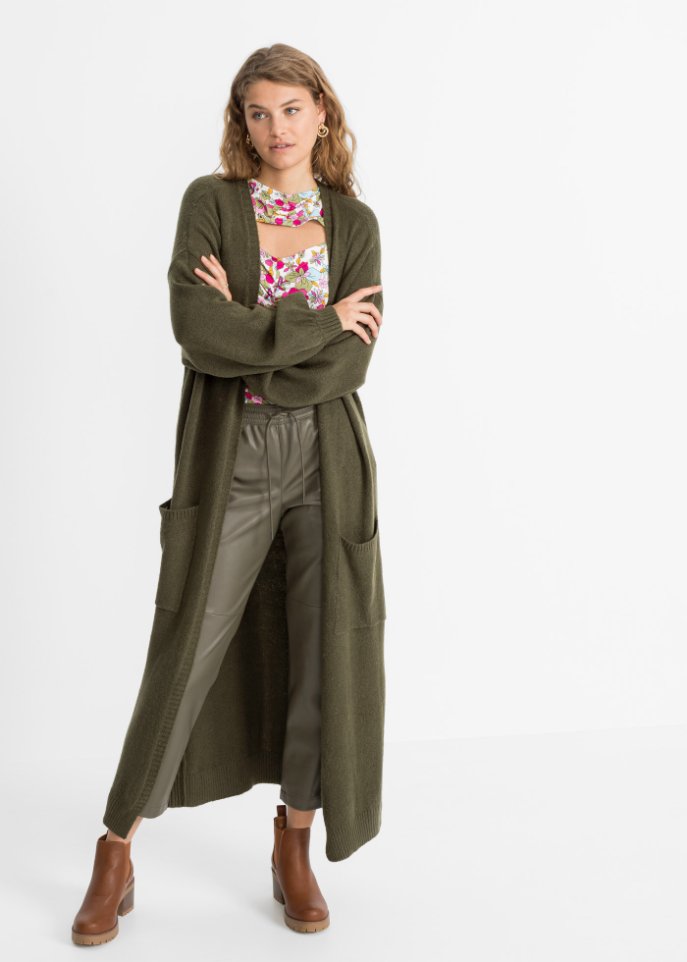 Oversize-Strickjacke in Midilänge