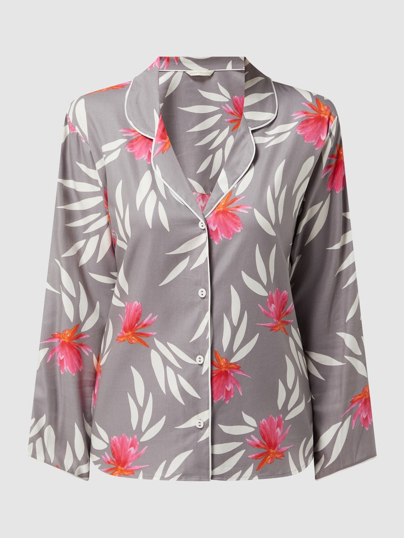 Pyjama-Oberteil mit floralem Muster Modell 'Mallory' in mittelgrau