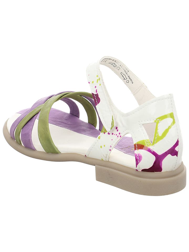Think! Leder-Sandalen in Khaki/ Weiß/ Lila günstig kaufen