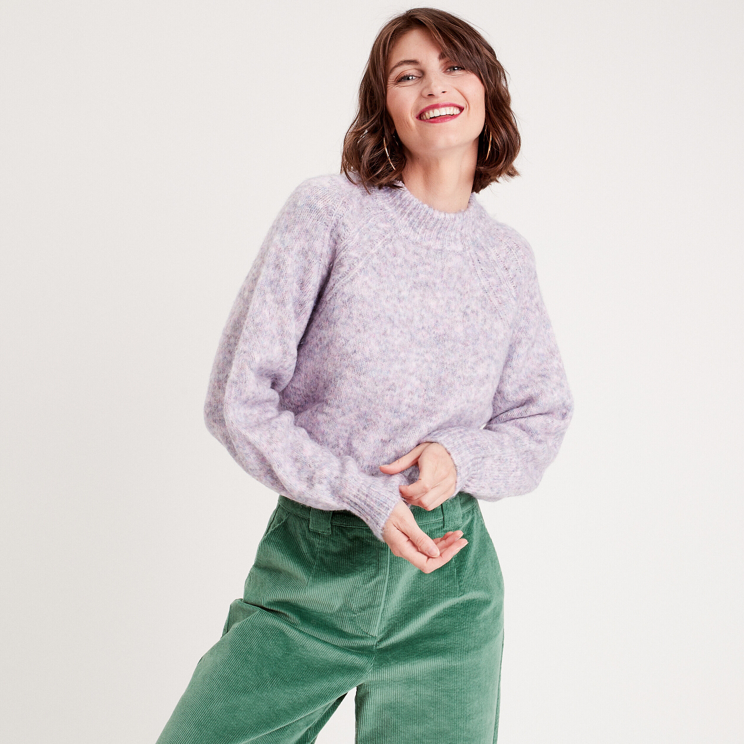 Pull oversize col montant violet foncé femme | Cache Cache