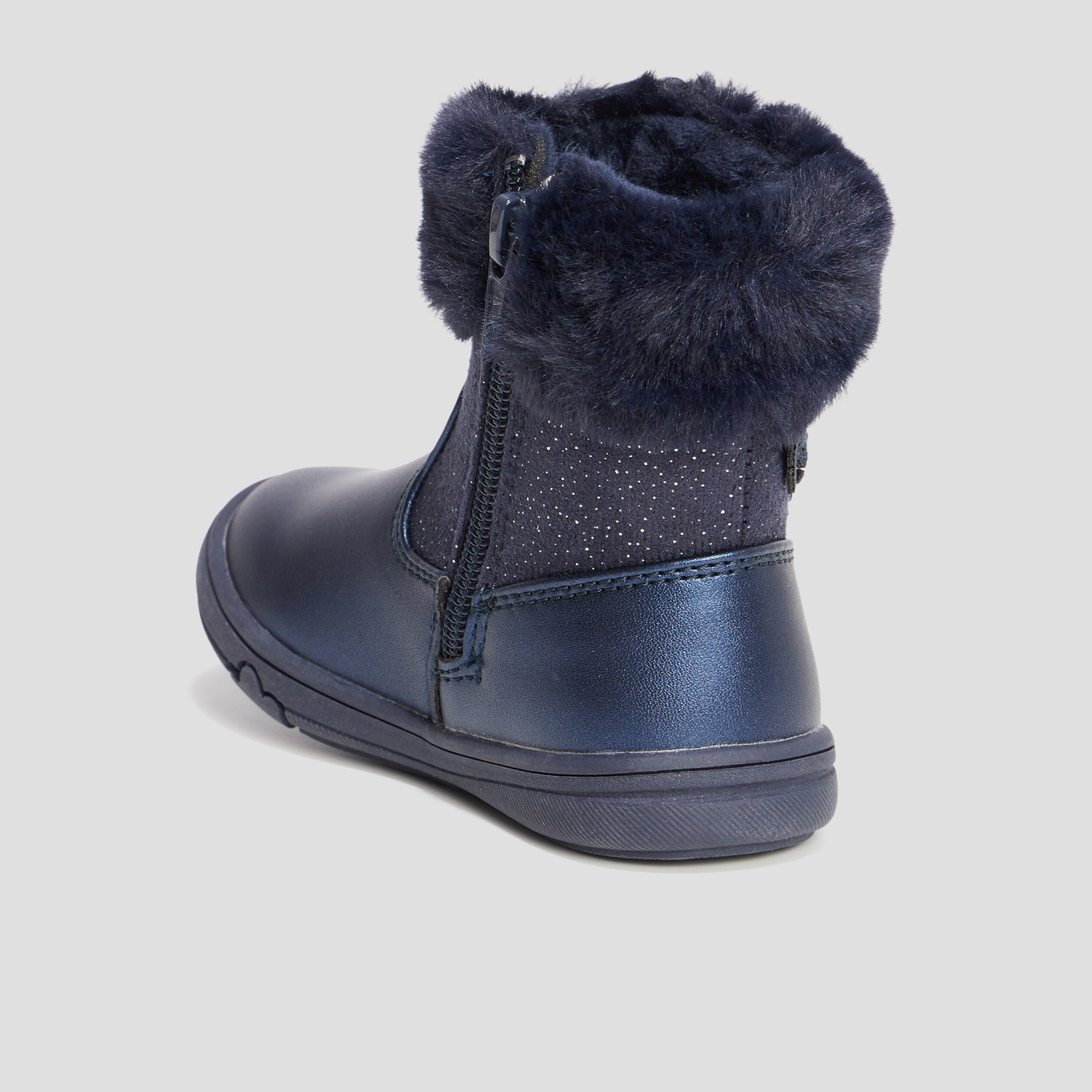 Bottines à fourrure et paillettes bleu marine bébé fille | La Halle
