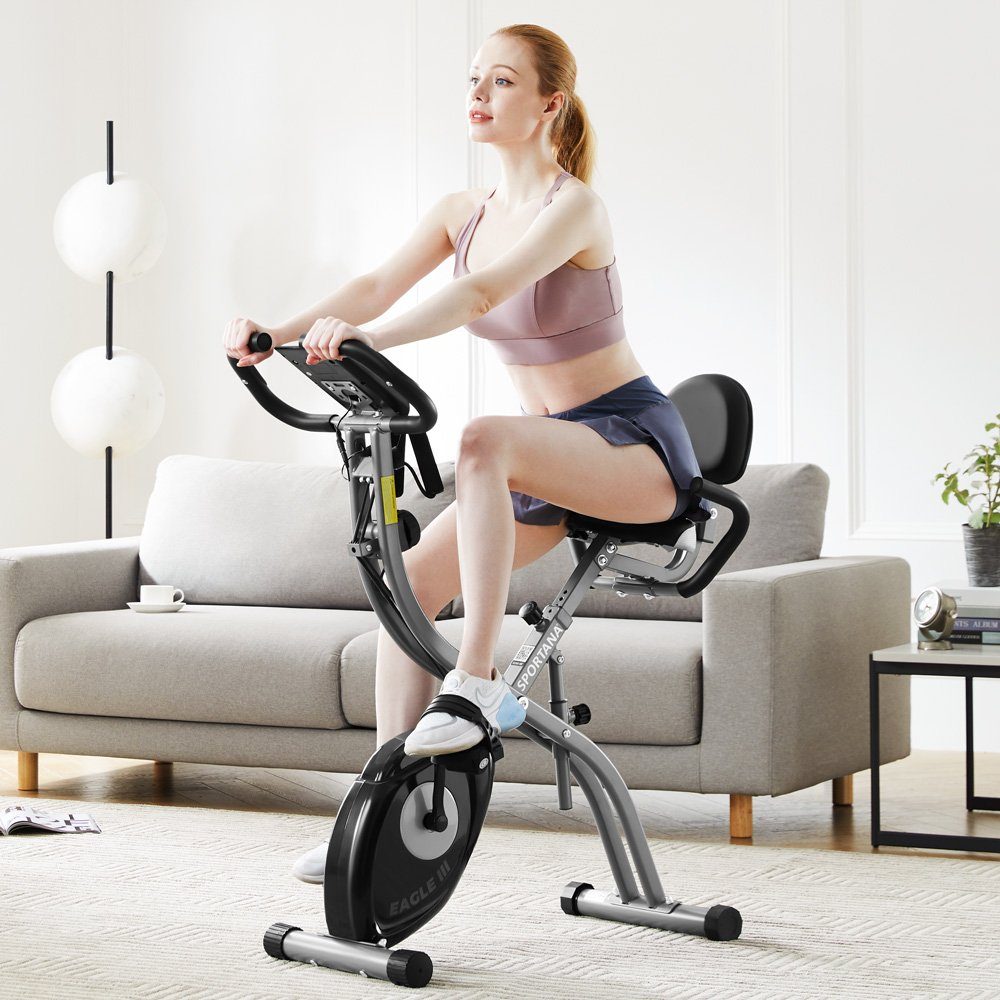 Sportana Heimtrainer, Heimtrainer Eagle 3 klappbar 10 Stufen Pulssensoren 2 Fitnessbänder
