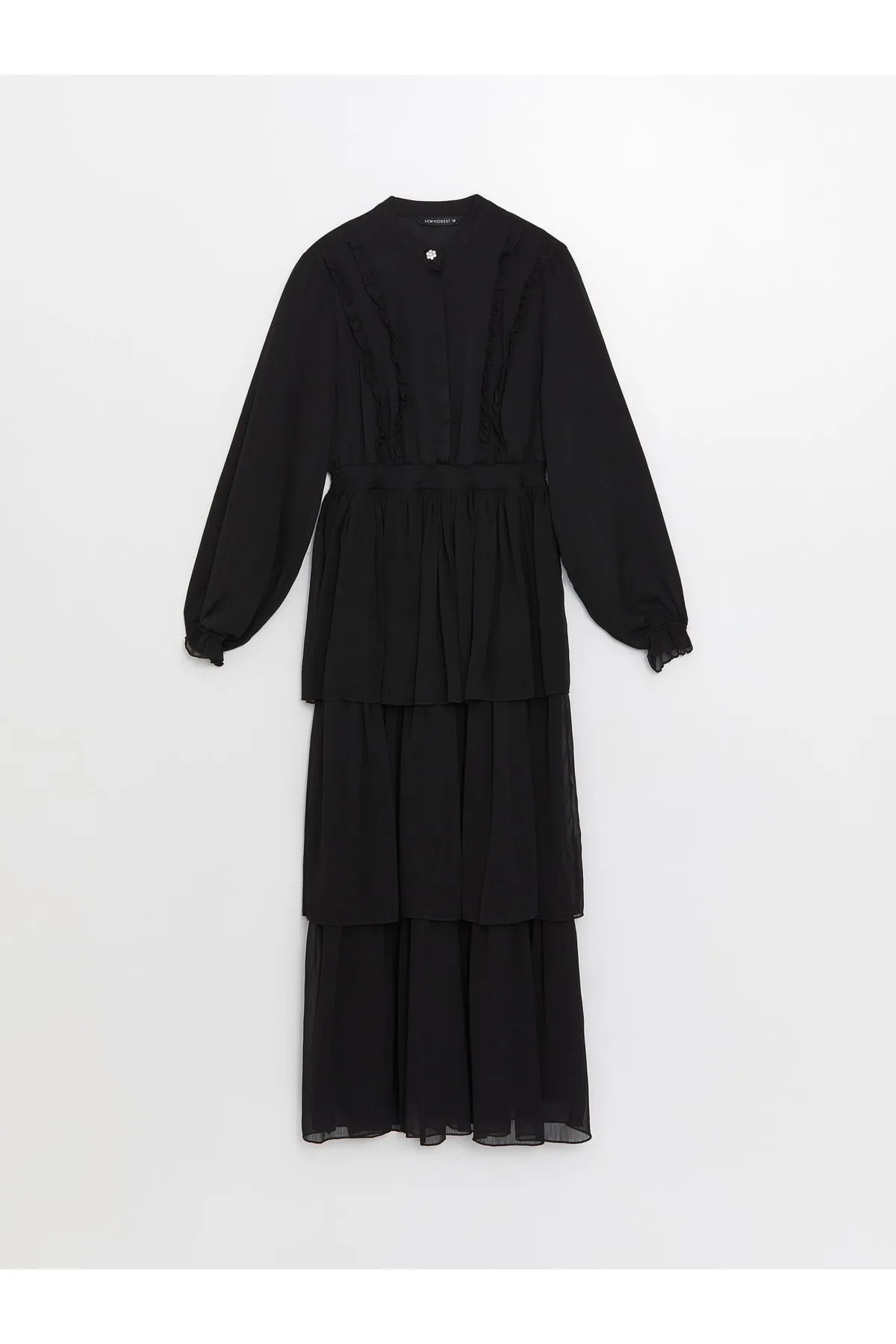 LC Waikiki  Prächtiges, gerades, langärmliges Damenkleid mit Kragen