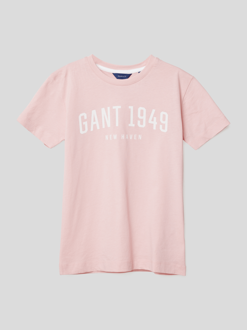 T-Shirt mit Label-Print in rosa