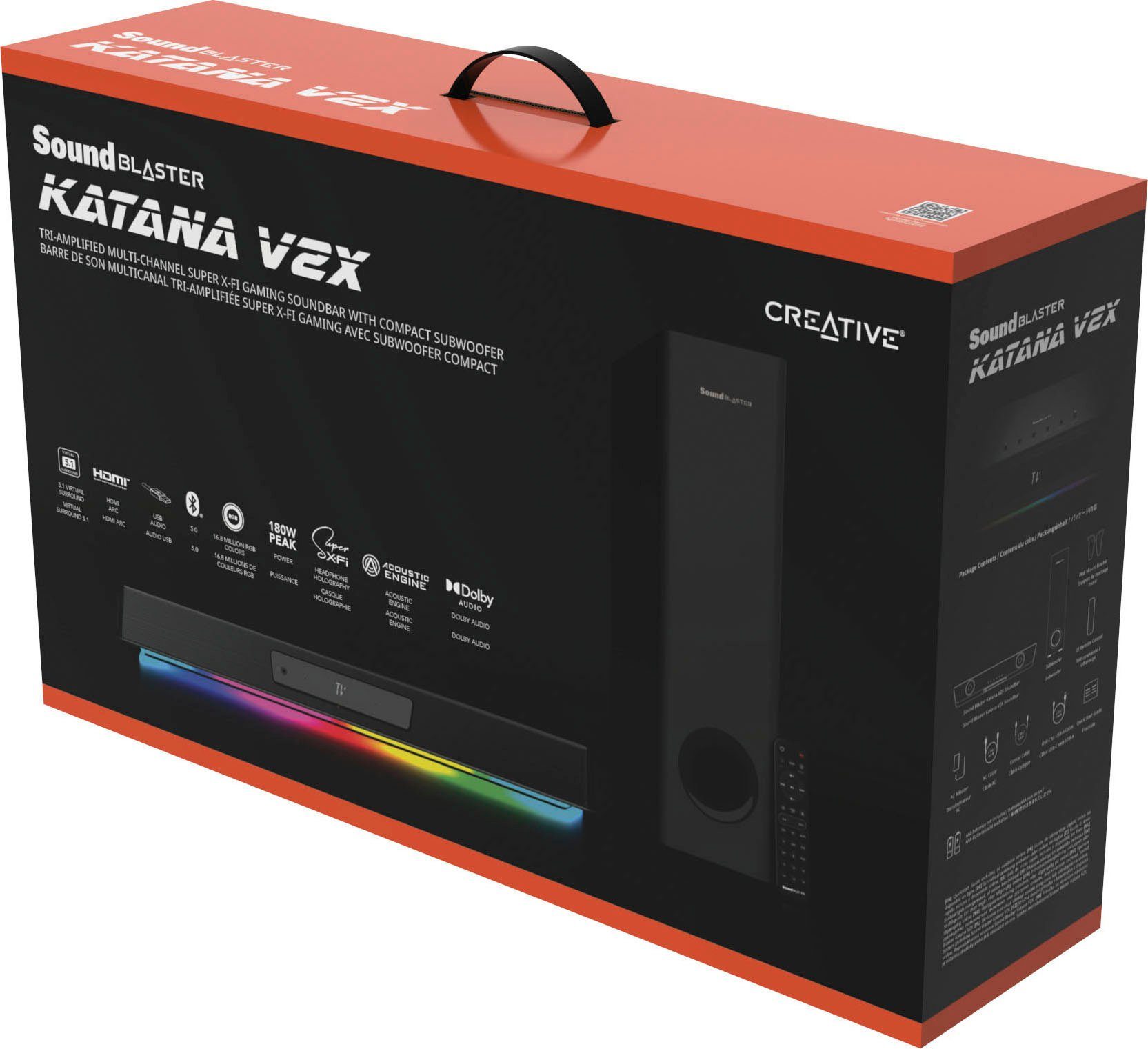 Creative Sound Blaster Katana V2X 2.1 Soundbar (A2DP Bluetooth, AVRCP Bluetooth, Bluetooth, 90 W, Bluetooth)