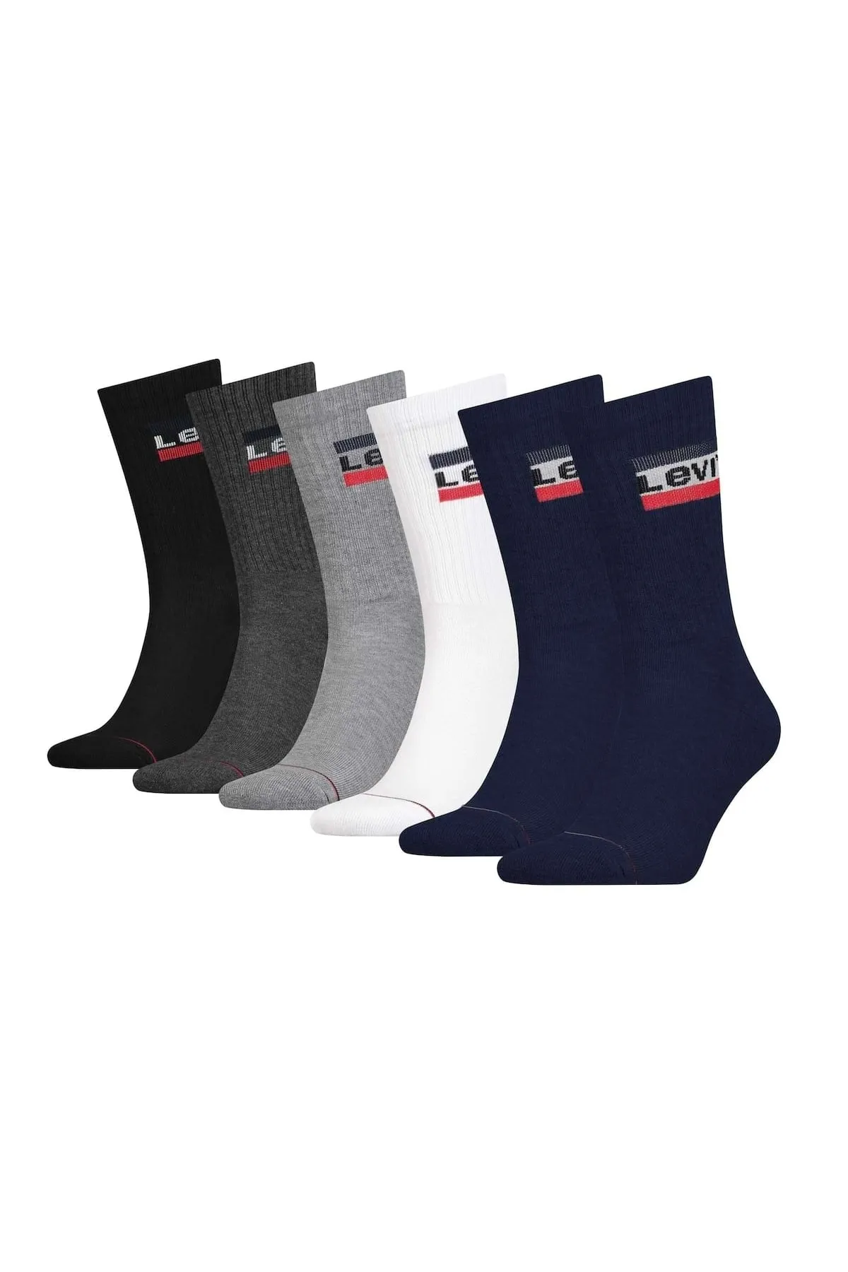 Levi&'s  LEVI&'S Unisex 6er Pack Sportsocken - Regular Cut SPRTWR, Logo, ECOM