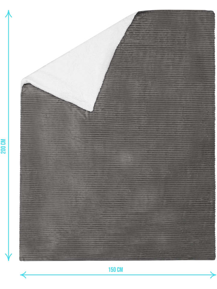 Aspero Flanell Kuscheldecke 150x200 cm Ezeiza in Dunkelgrau günstig kaufen 150 x 200 cm