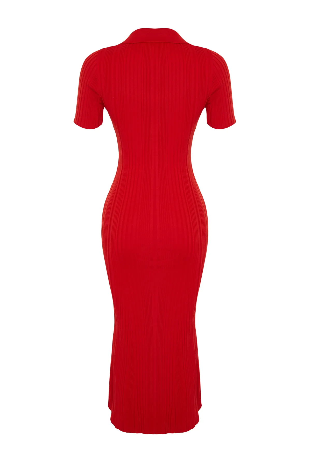 Trendyol Collection  Roter einfarbiger Maxi-Strick-Polokragen TWOSS24EL00282