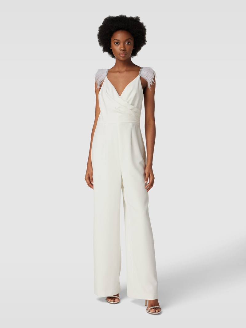 Jumpsuit mit Effektgarn in weiß