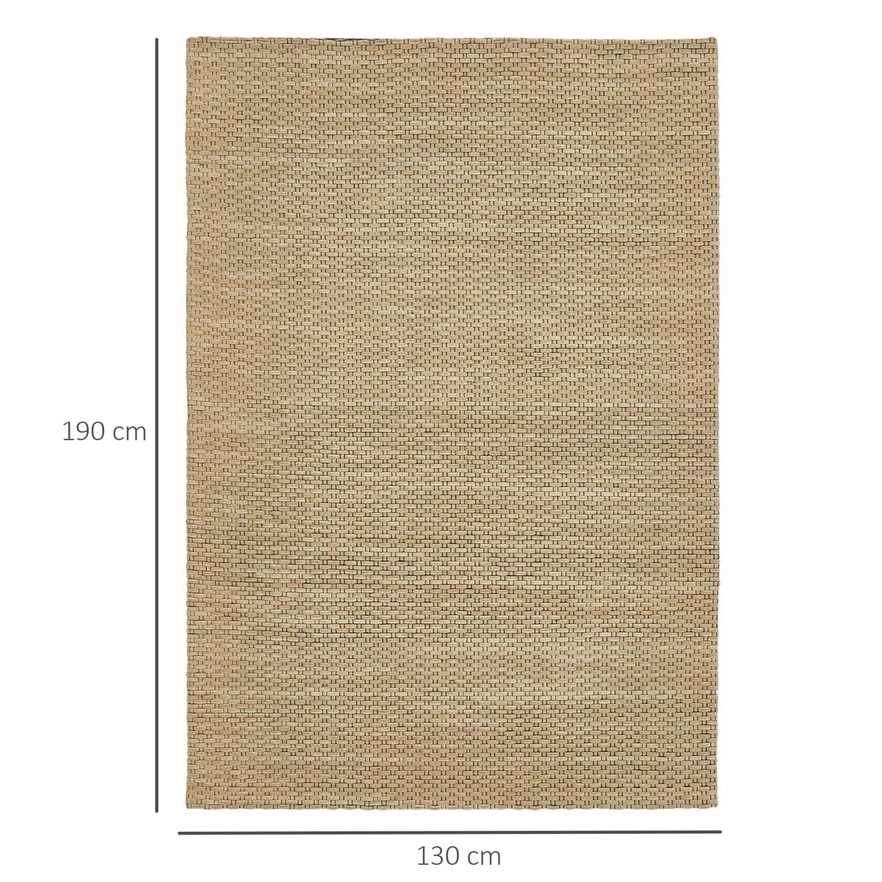 HOMCOM Teppich aus Wolle Greige 190 x 130 x 1 cm