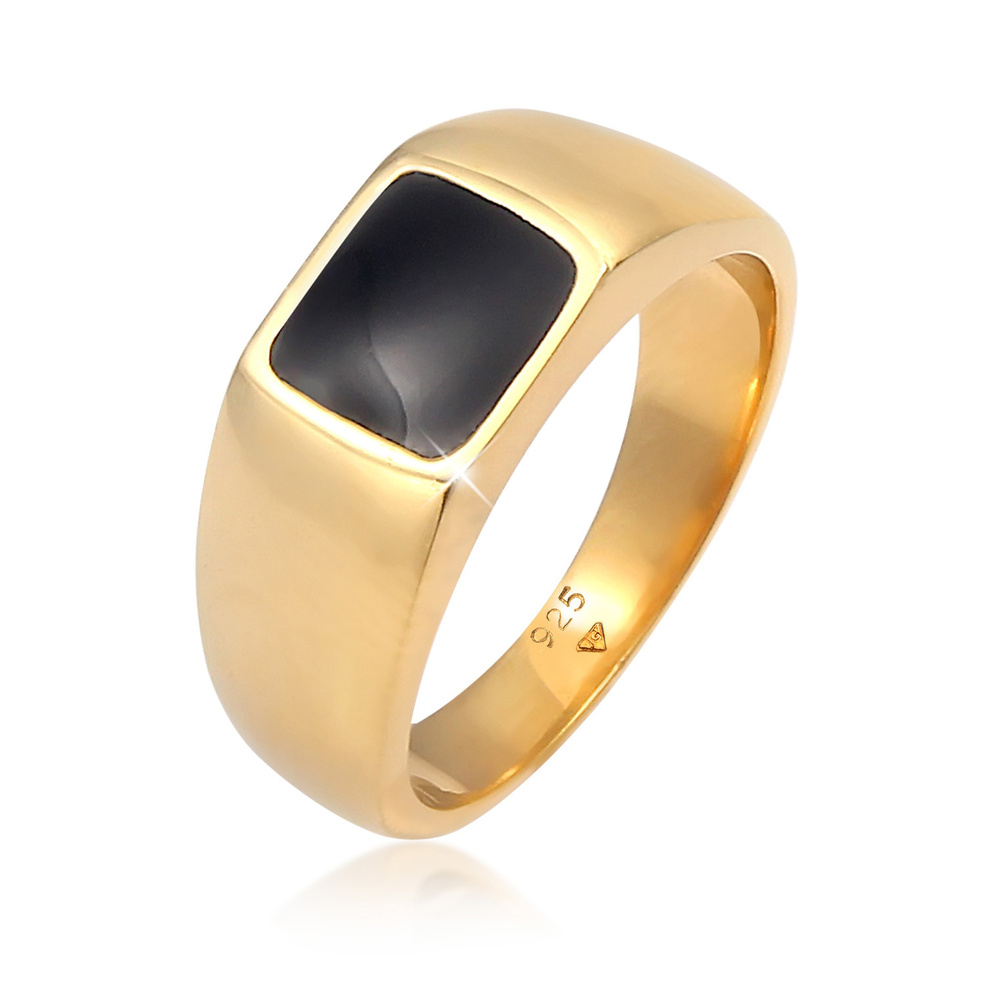Elli Elli Bague Bague de dame en émail rectangulaire classique en argent sterling 925 Bague