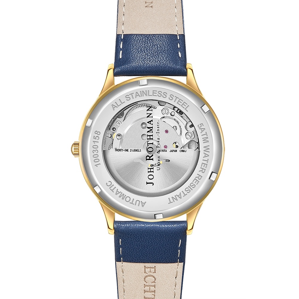 Joh. Rothmann Montre automatique Modern I. en Or jaune Cuir véritable en Bleu Montre