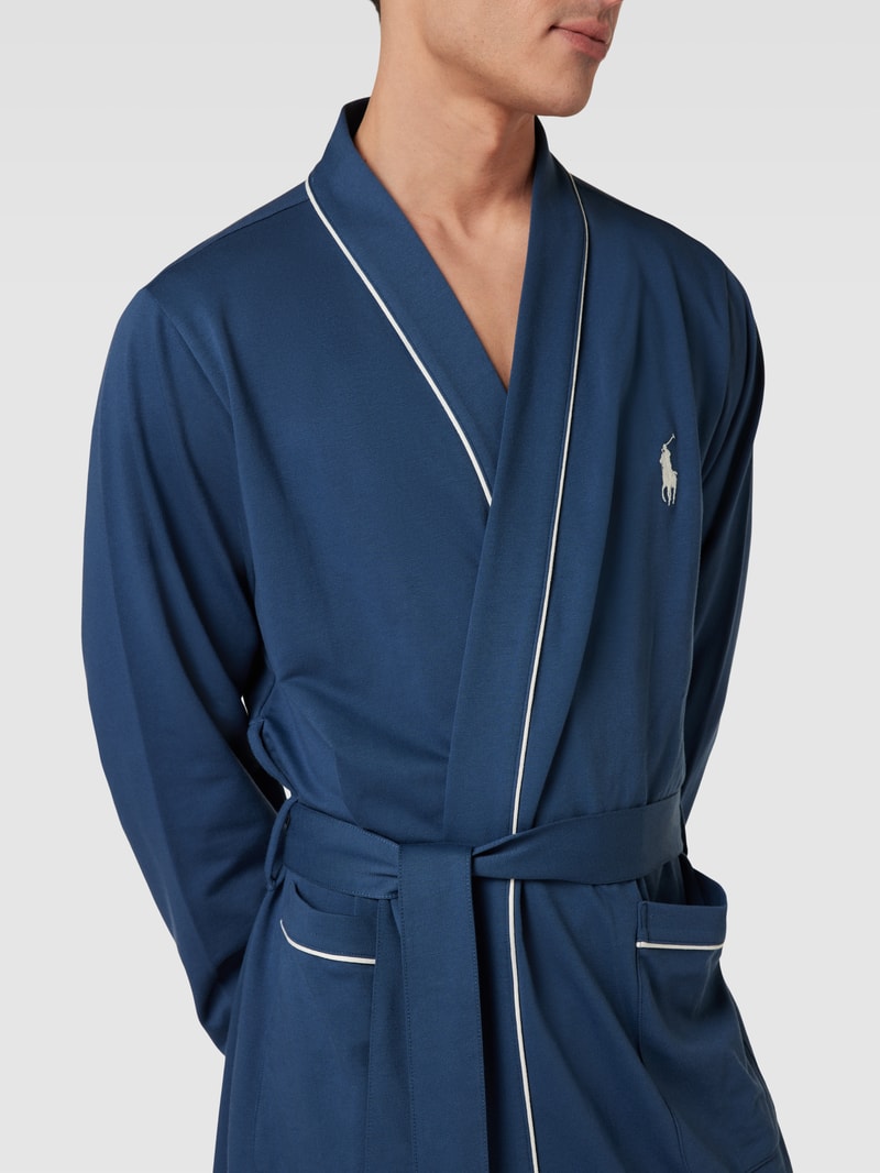 Bademantel mit seitlichen Eingrifftaschen Modell 'JERSEY' in blau