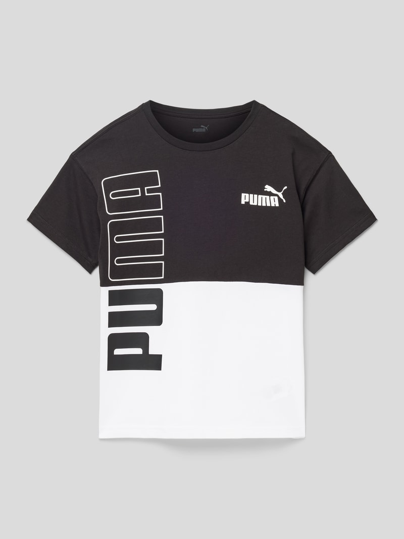T-Shirt im Colour-Blocking-Design Modell 'POWER' in schwarz