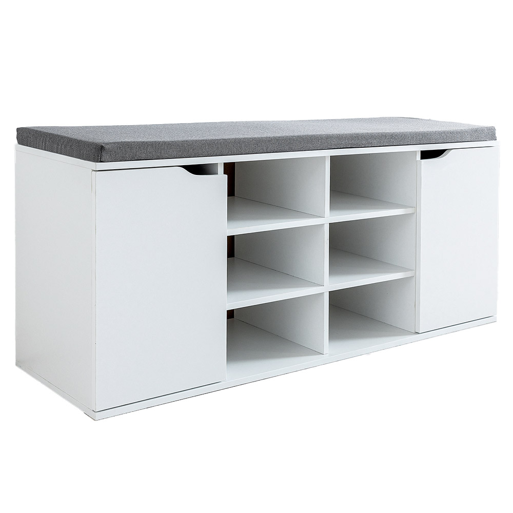 Kesper Schuhschrank mit Sitzkissen & 2 Türen, ca. 103 x 48 x 30,5 cm - Weiß