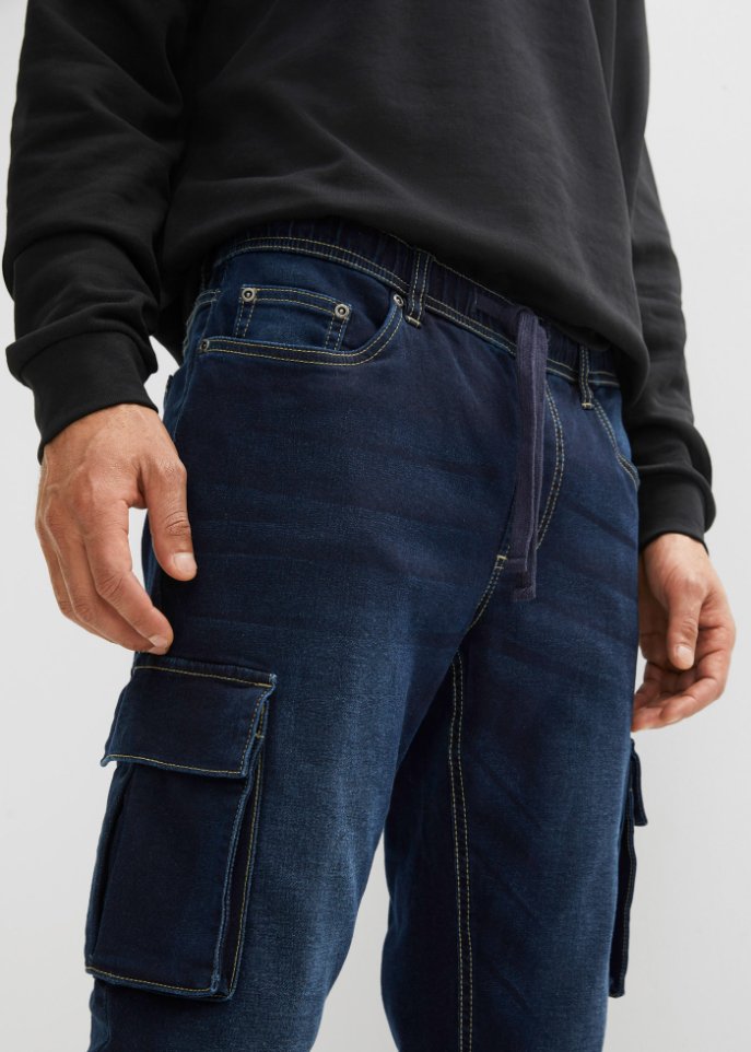 Regular Fit Schlupf-Cargo-Jeans, Straight