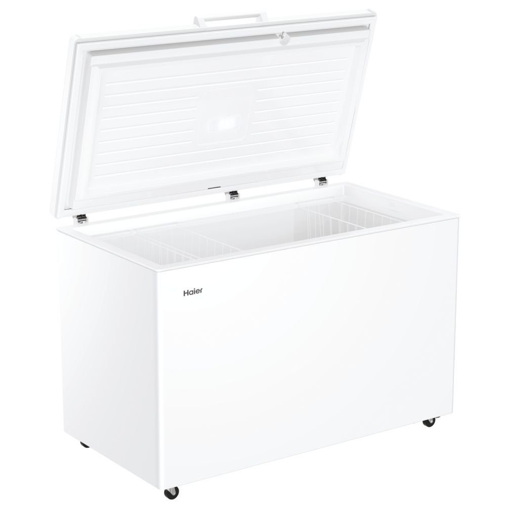 Haier Gefriertruhe HCE420E, 418L Freistehend weiß Super Gefrierfunktion EEK: E