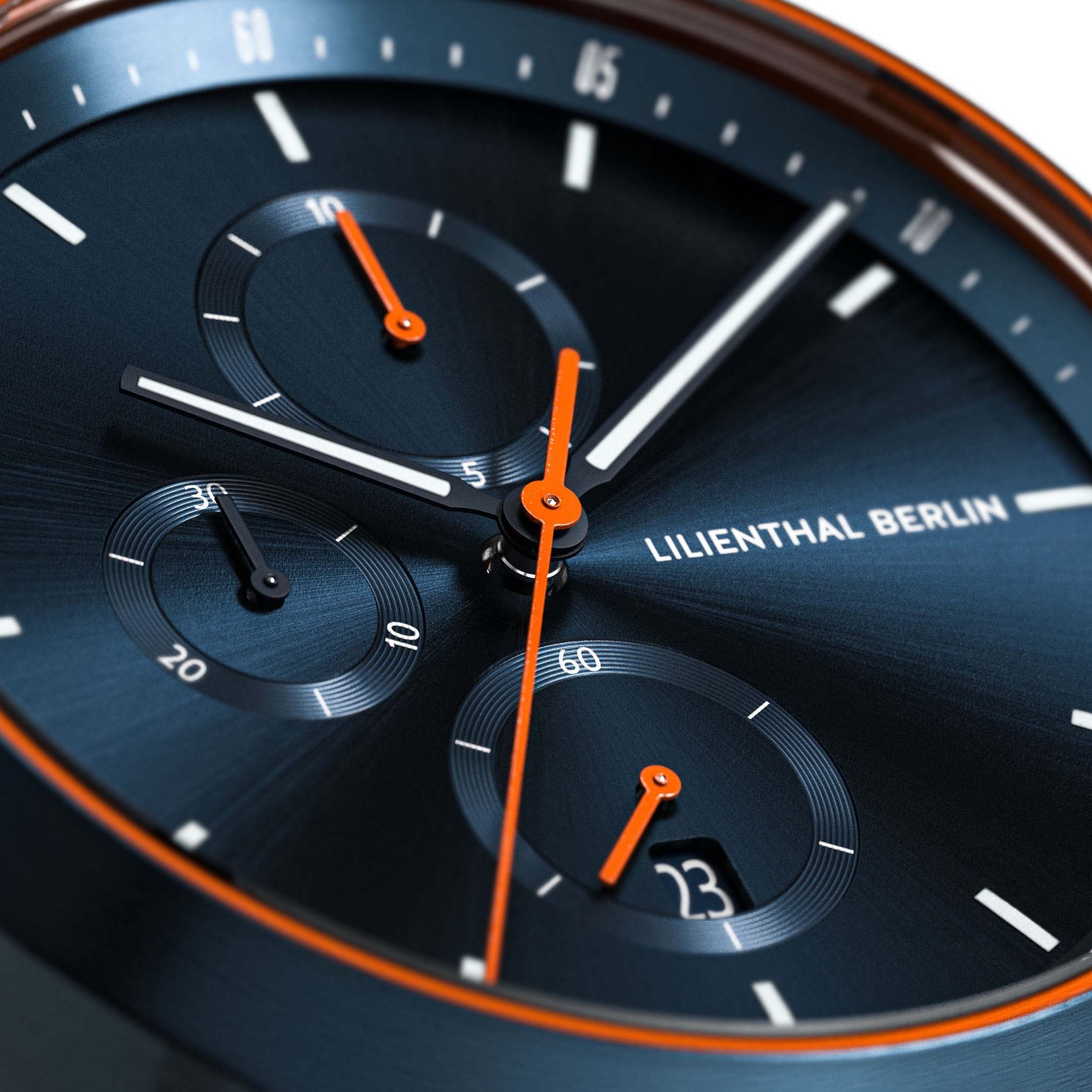 Lilienthal Berlin Chronograph Chronograph Blue Orange - Edelstahl Blau