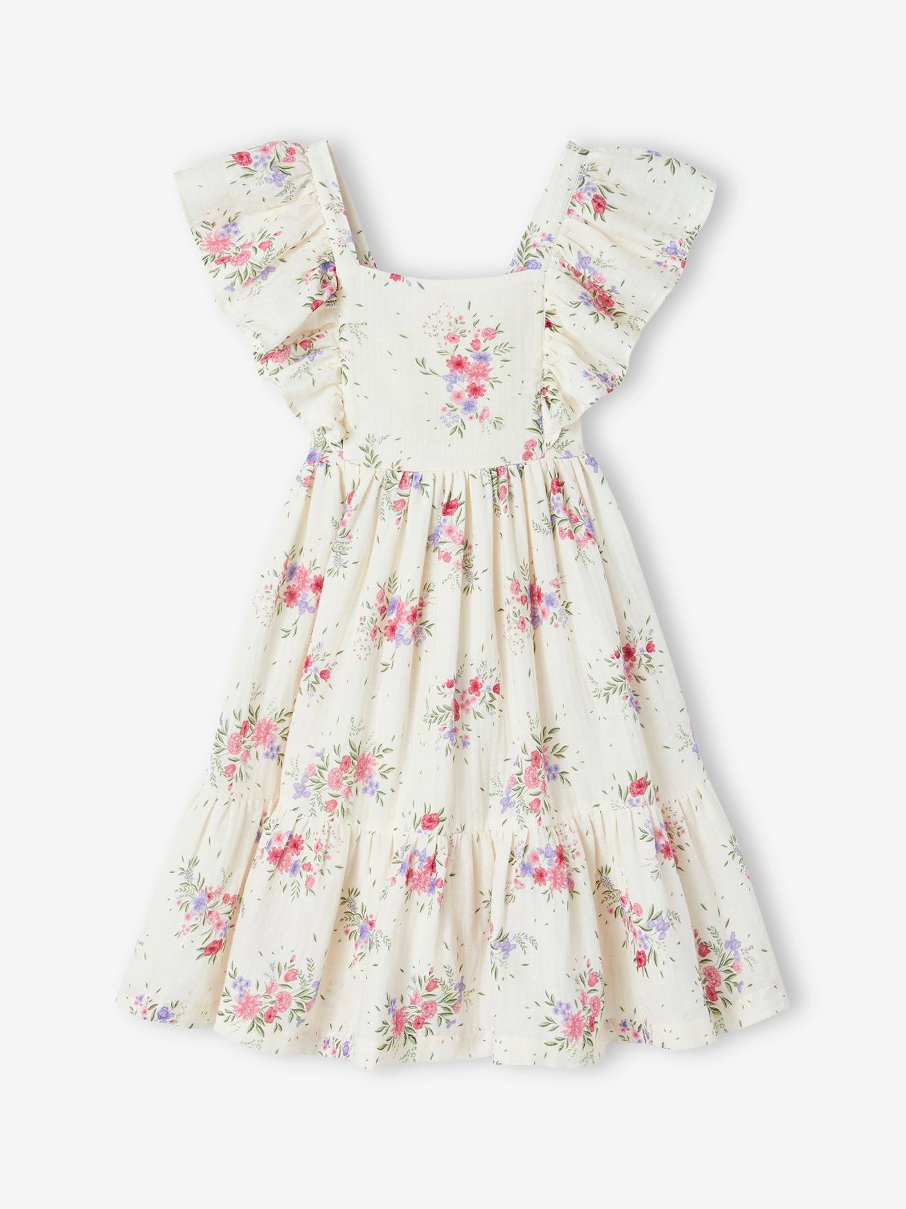 Vertbaudet Mädchen Blumenkleid - wollweiß