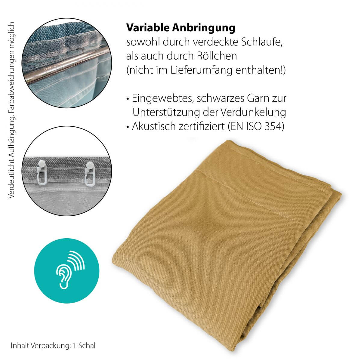 Indes Fuggerhaus Verdunkler Galdin verdeckte Schlaufen Safran 140 x 245 cm