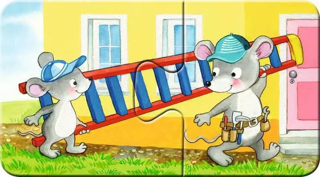 Kinderpuzzle ab 2 Jahren - Tierische Baustelle - 2 Teile