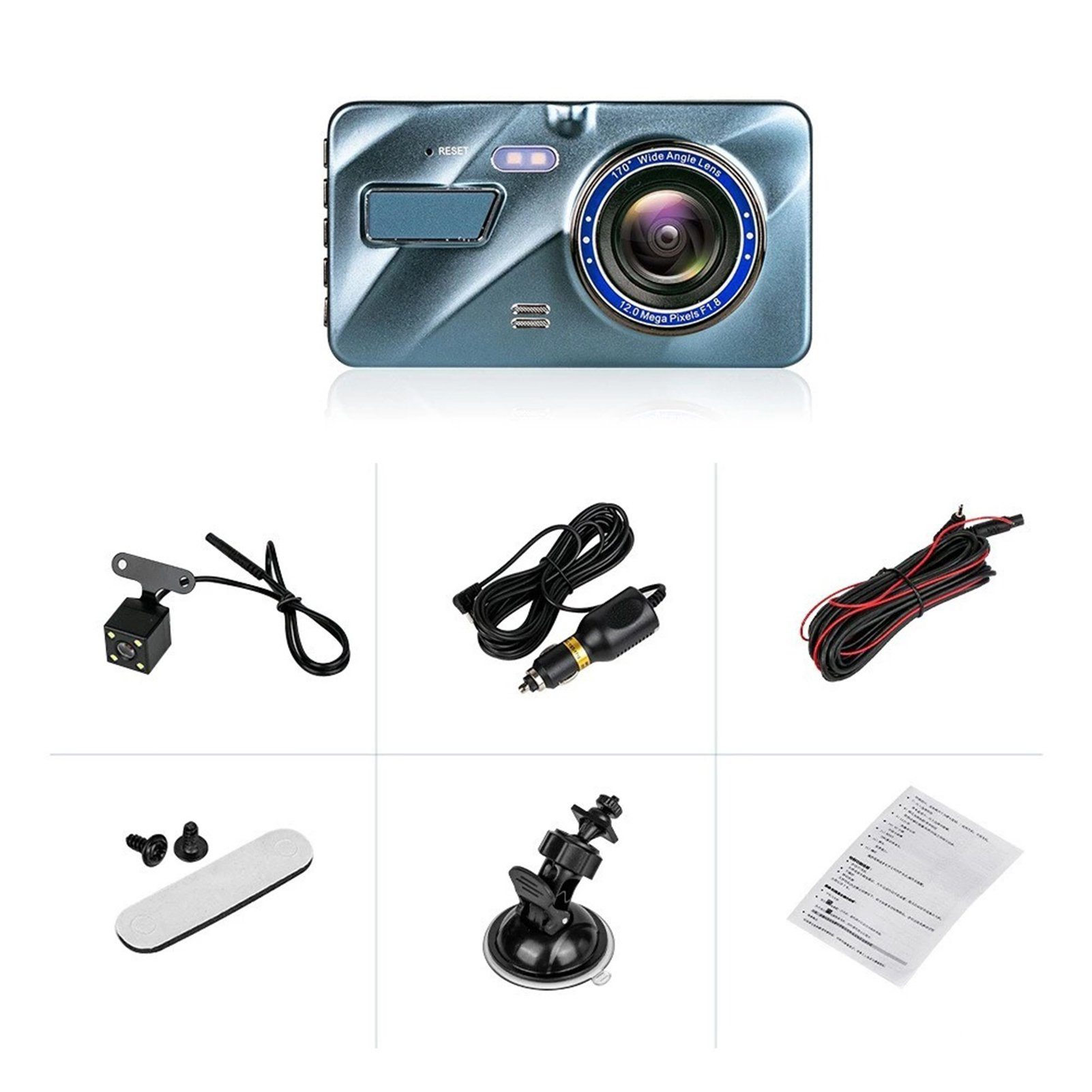 farfi 4 Zoll Dashcam Autokamera Nachtsicht,Full HD 1080P, 170 ° Weitwinkel Dashcam