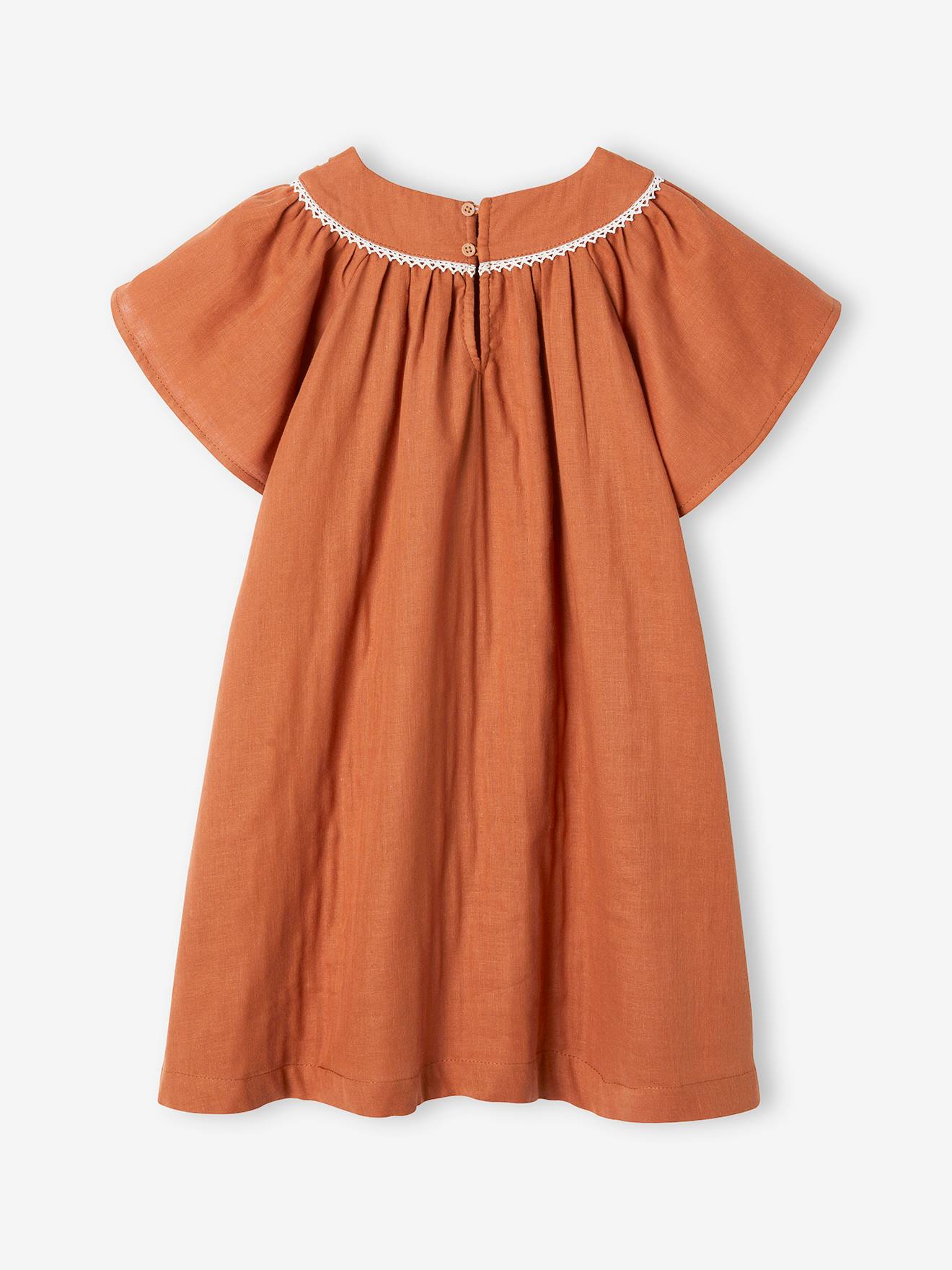 Vertbaudet Besticktes Mädchen Kleid - karamell