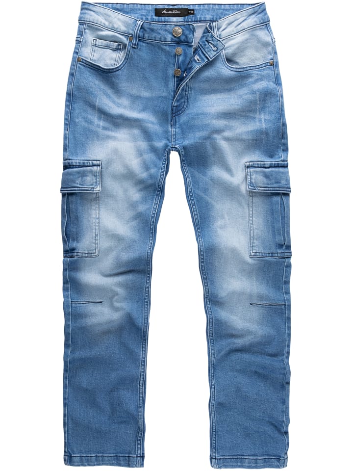 Amaci&Sons Regular Slim Cargo Jeans MIAMI in Hellblau günstig kaufen