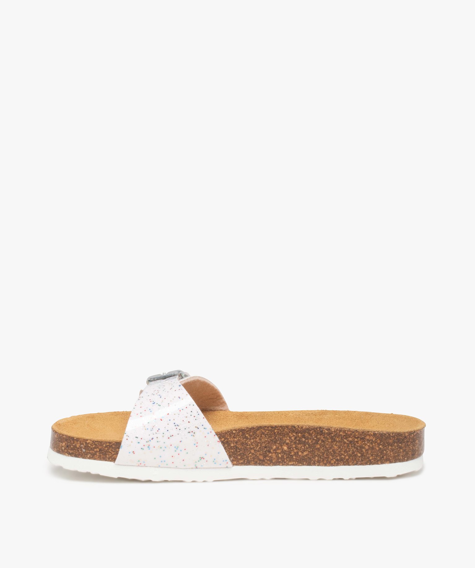 Mules fille à semelle liège et bride à boucle blanc | GEMO