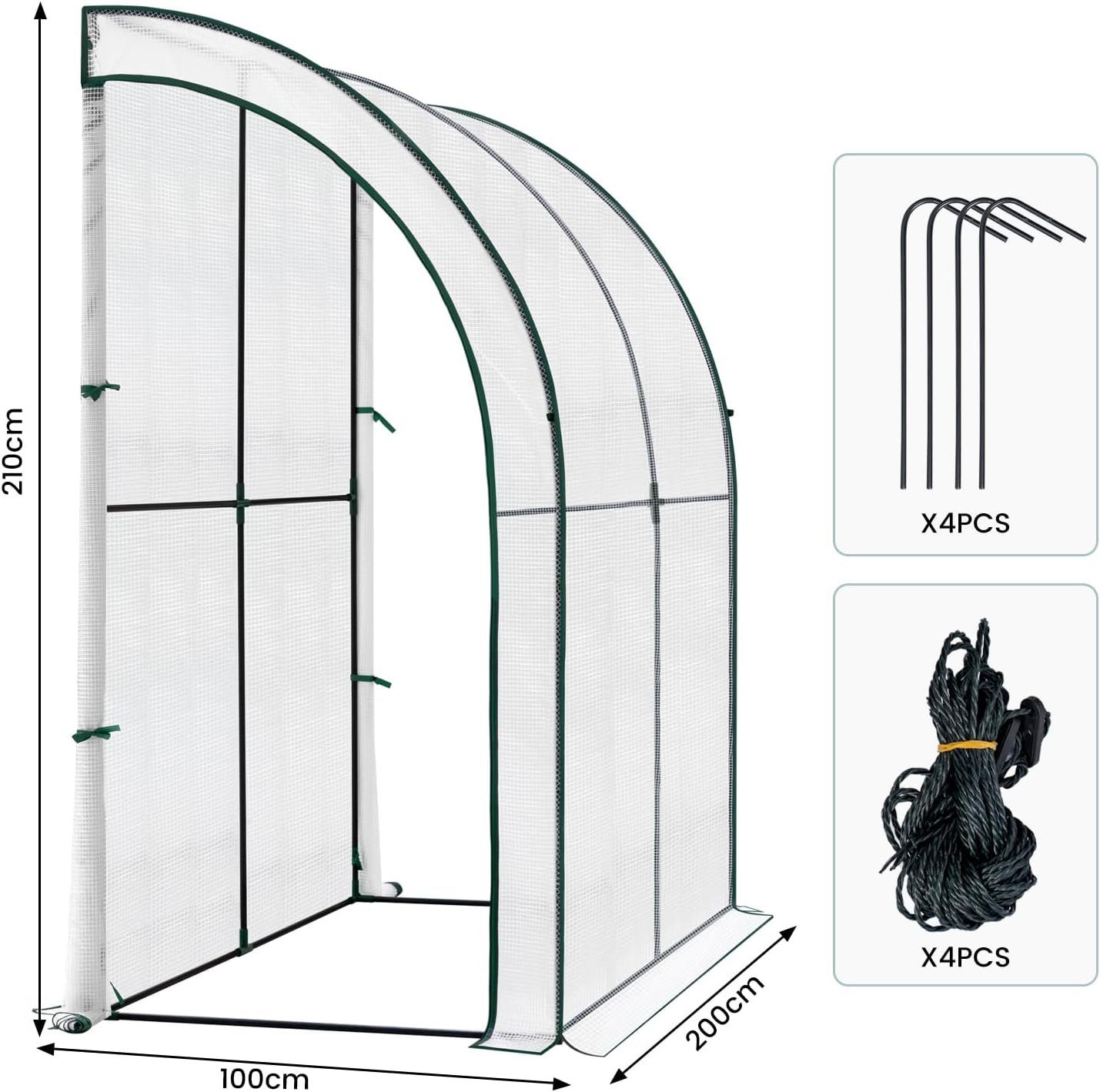 Woltu Gewächshaus, BxTxH: 200 x 100 x 210,00 cm, PE-Plane mit Rolltüren