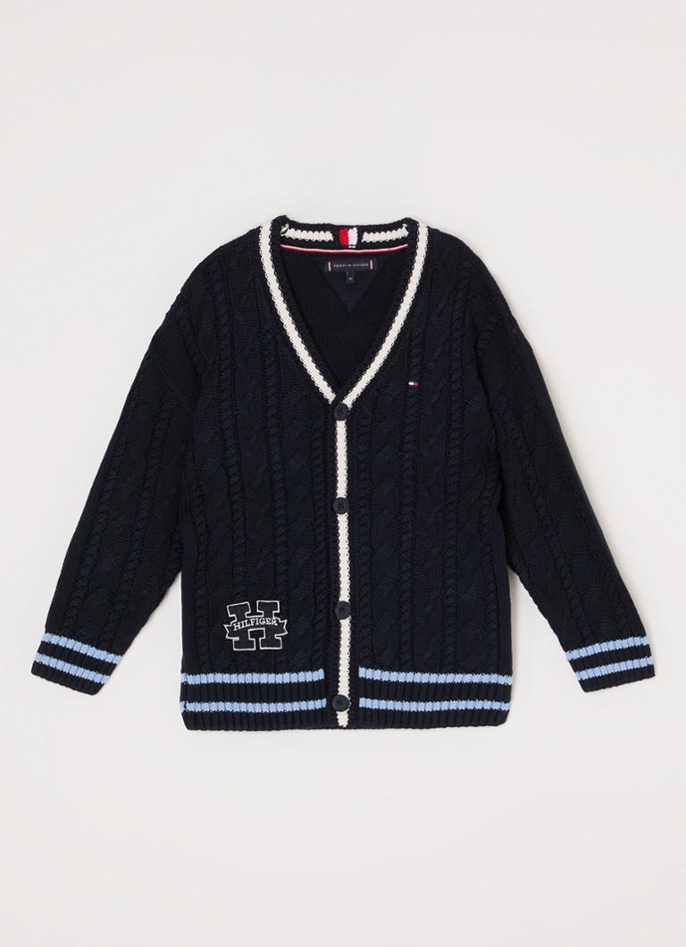 Cardigan tricotat cu împletitură și logo brodat Tommy Hilfiger