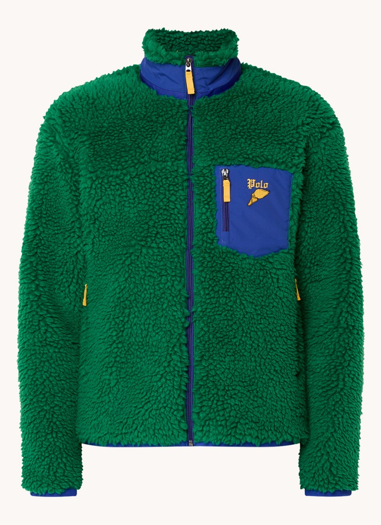 Jaqueta teddy Ralph Lauren com bolsos com zíper e bordado do logotipo.