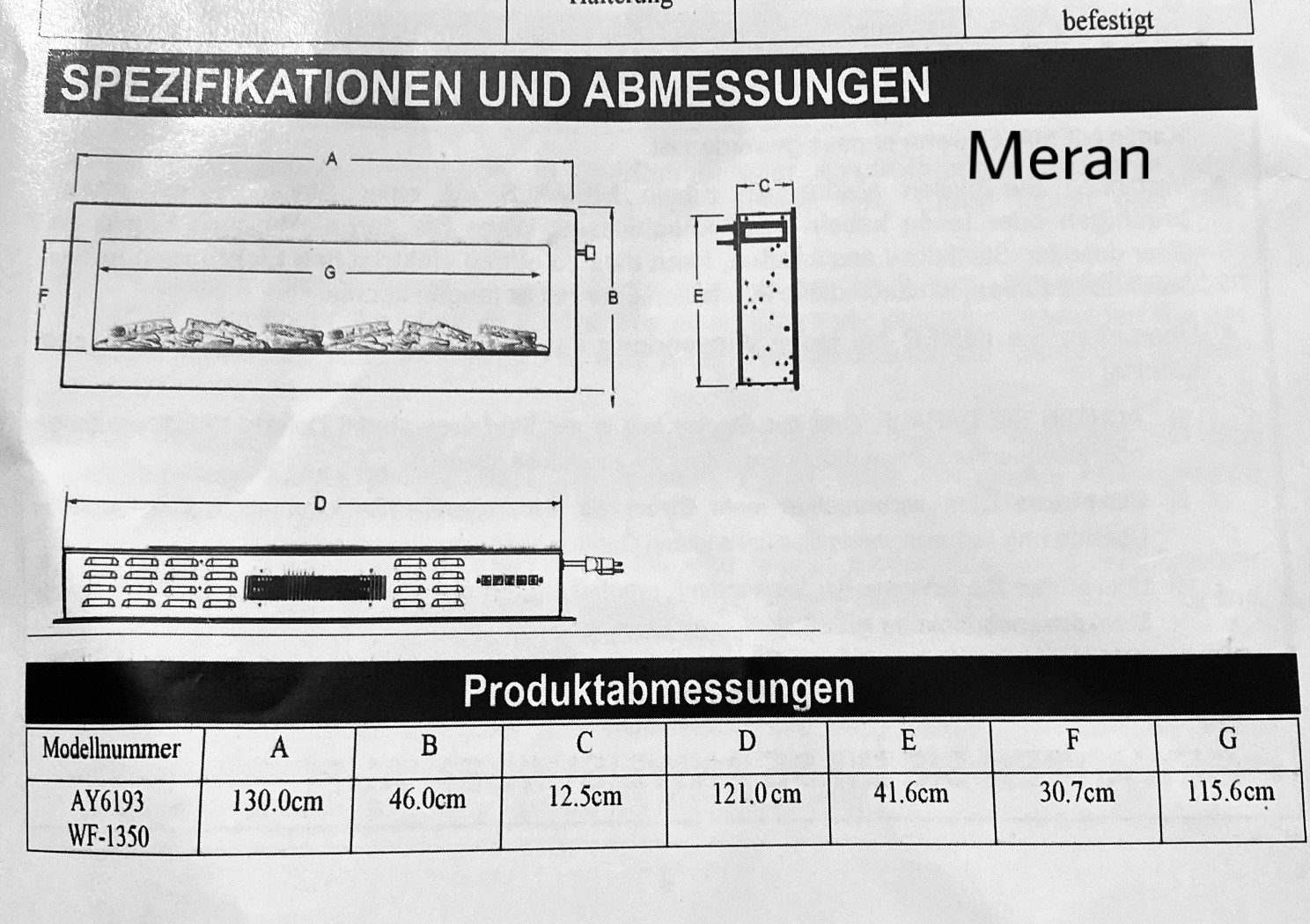 El Fuego Elektrokamin Wandkamin Elektrokamin Kamin Einbaukamin MERAN/Bozen El Fuego, Sicherheitsglas