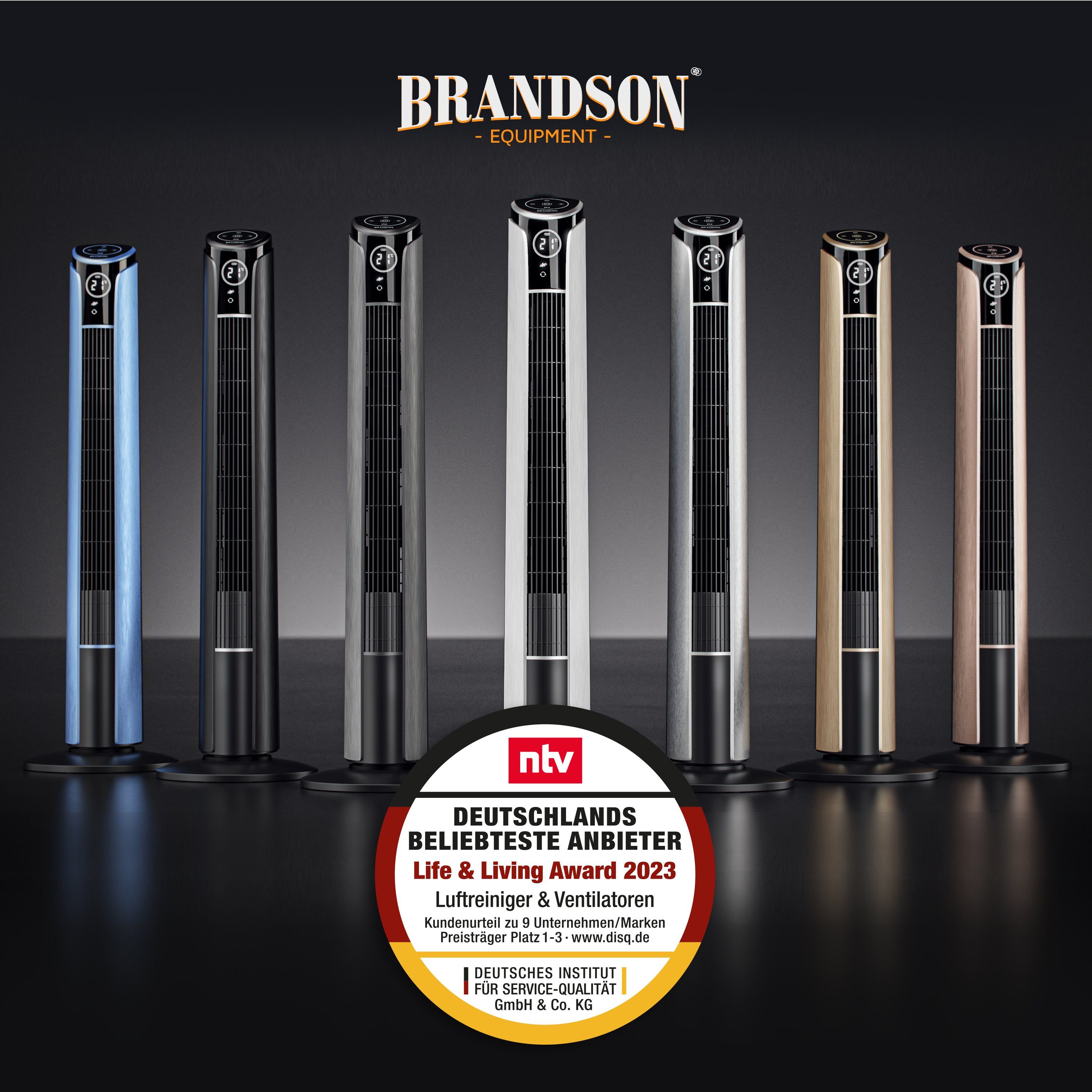 Brandson Turmventilator, Fernbedienung, 10° neigbar, Oszillation, 4 Modi, Standventilator 108cm