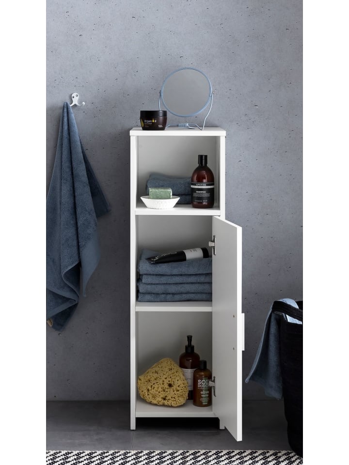 KADIMA DESIGN Badschrank 30 x 95,5 x 30 cm weiß Holz mit Tür und Ablagefach, günstig kaufen onesize