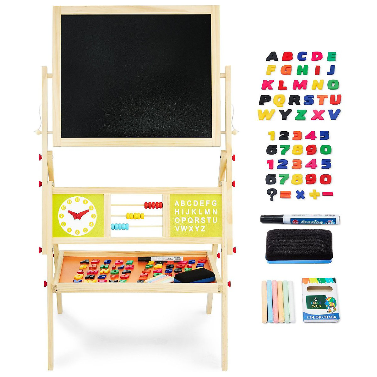 Whiteboard und Kreidetafel mit Buchstaben, Kreide abwischbar