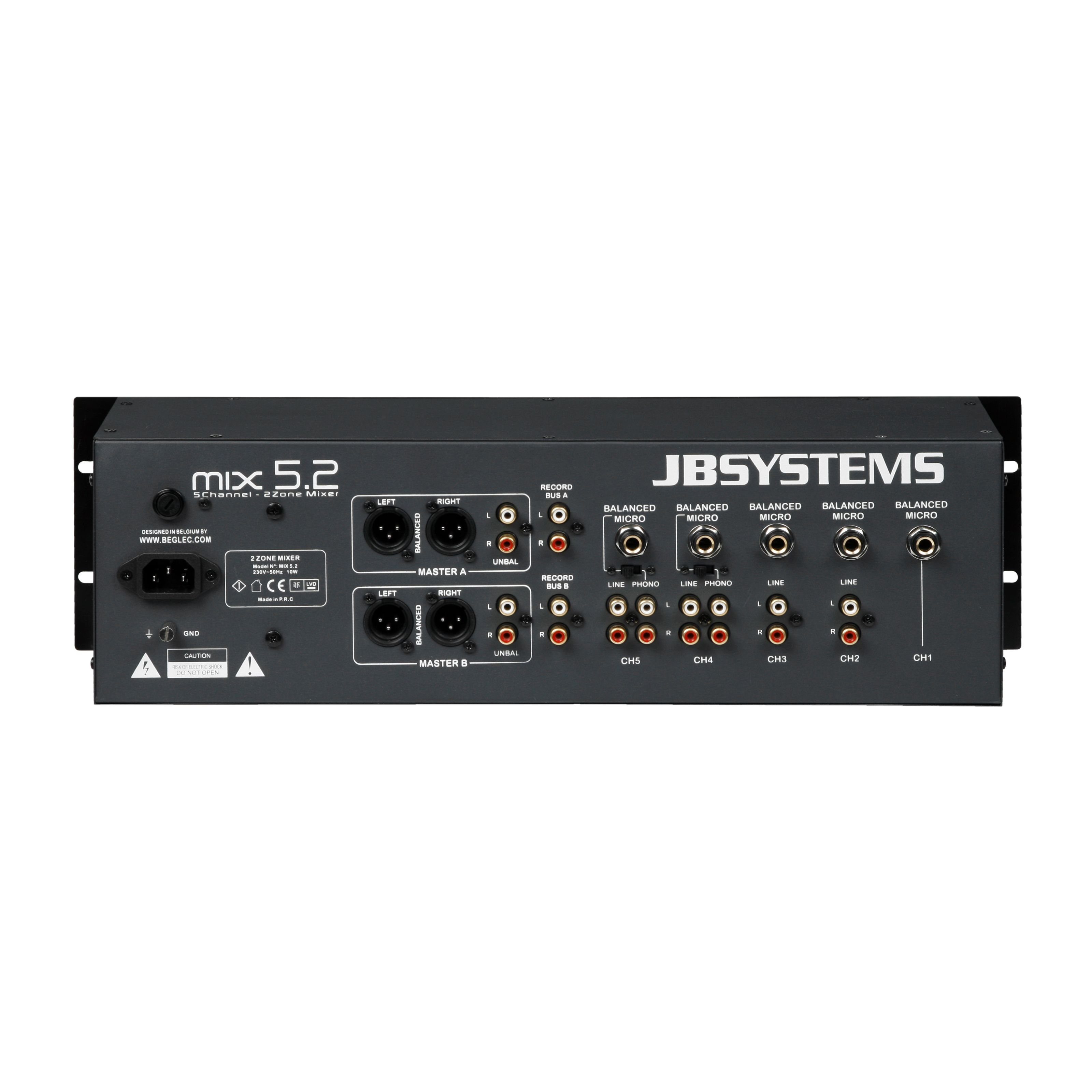 JB Systems Mischpult, MIX 5.2 2 Zonen Mixer, 3HE