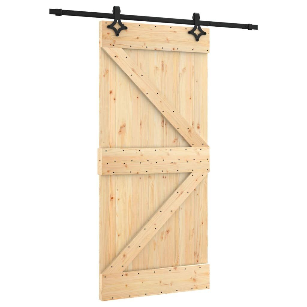 vidaXL Zimmertür Schiebetür mit Beschlag 95x210 cm Massivholz Kiefer Zimmertür Innentür