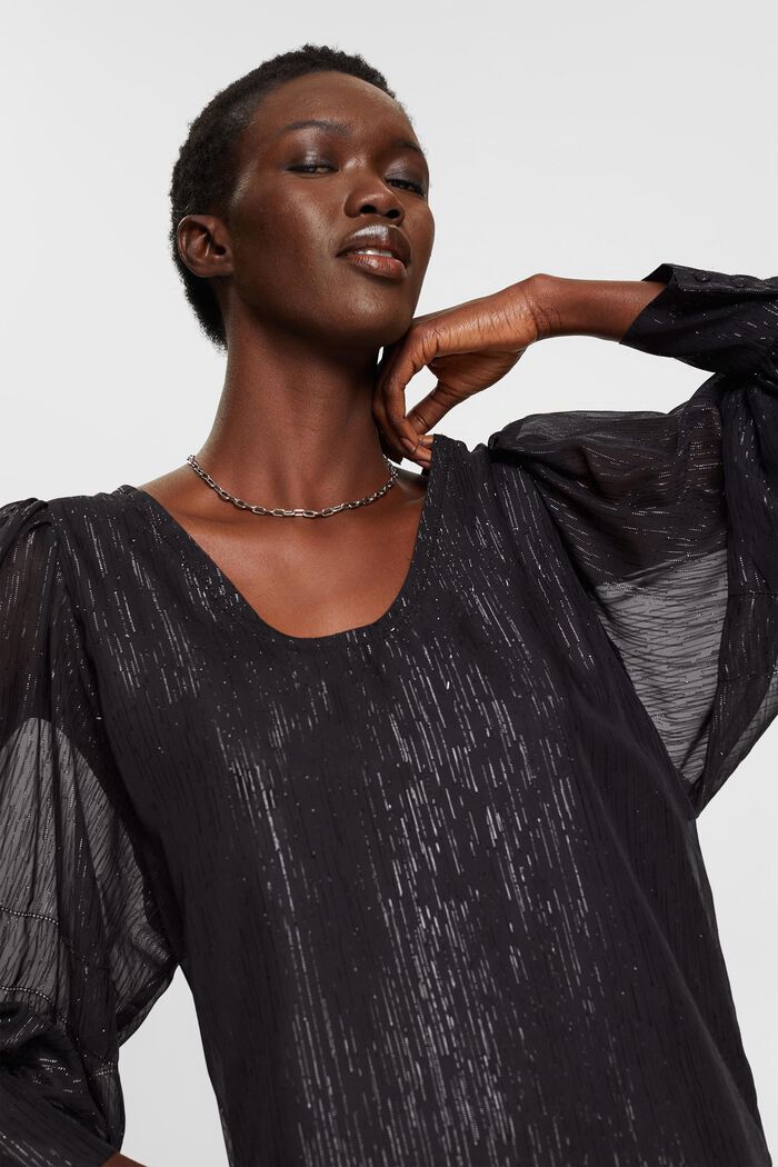 Bluse aus Lamee mit Ballonärmeln