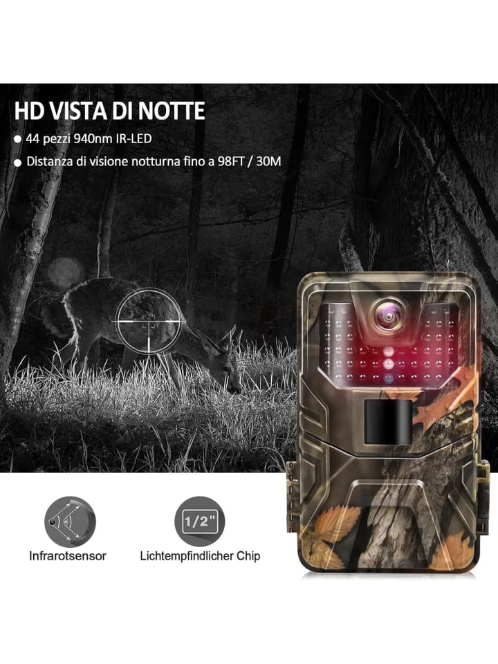 COFI 1453 Wildkamera 30MP 4K mit WLAN & App – Nachtsicht & Bewegungsmelder in Schwarz günstig kaufen onesize