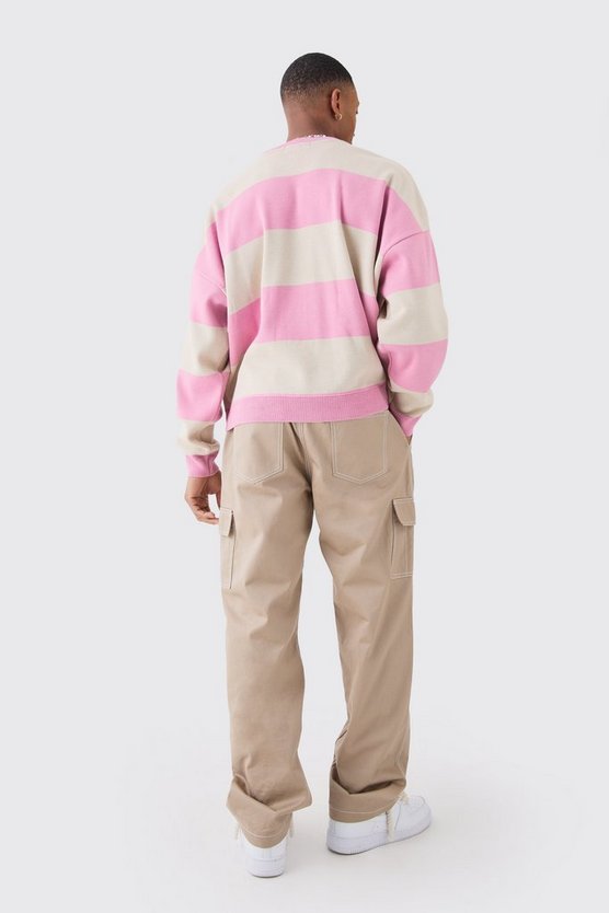 Oversized Boxy Drop Shoulder Moto Knit Jumper