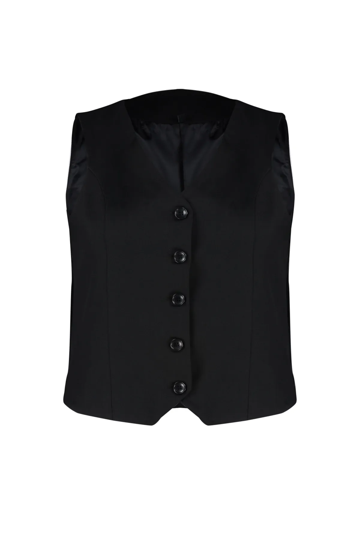 Trendyol Curve  Schwarze gewebte Weste mit Knöpfen TBBSS24BH00003