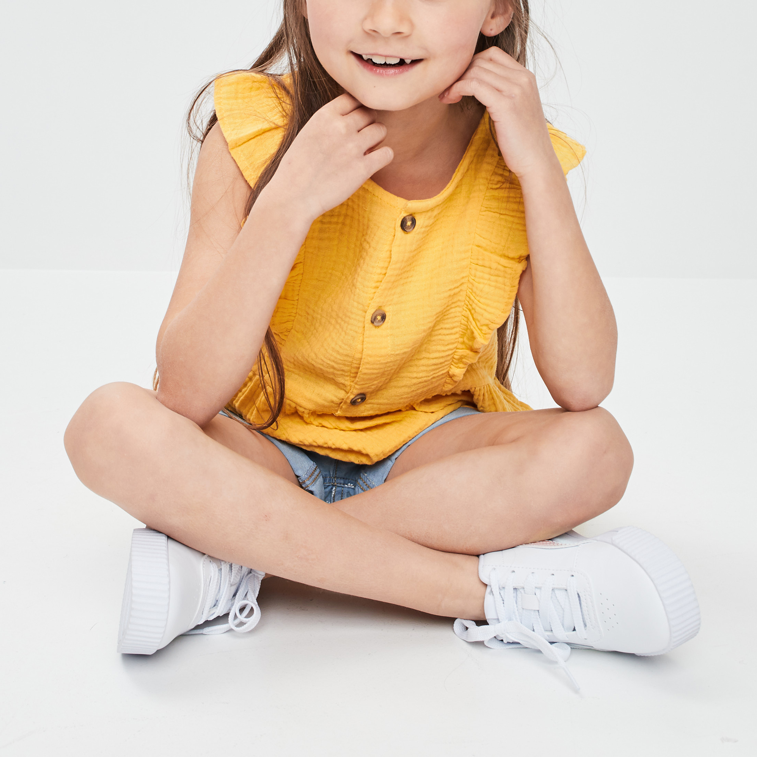 Blouse manches courtes jaune moutarde fille | La Halle