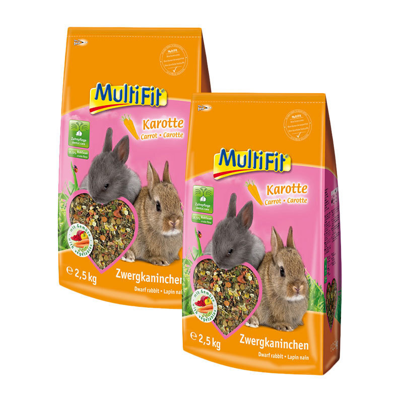 MultiFit Hauptfutter MultiFit für Zwergkaninchen mit Karotte 2x2,5kg