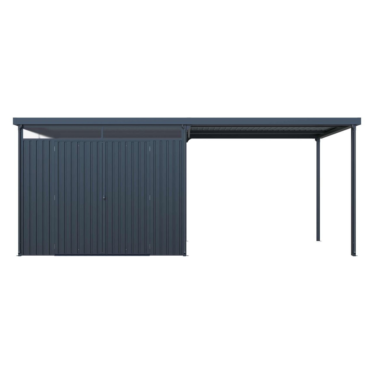 lovingHome® Metallgerätehaus 7㎡ Skylight mit 7㎡ Carport-Erweiterung 2 in 1, ca. 245 x 204 x 226 cm